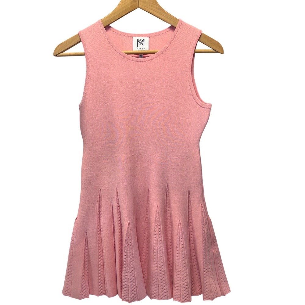 Milly Minis Girls Peach Pink Pointelle Godet Flare Knit Dress Size 14/16 NEW